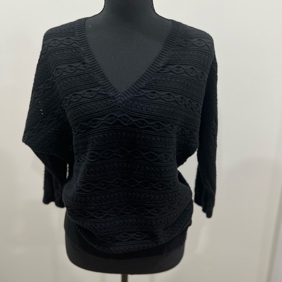 Ralph Lauren Sweaters - Ralph Lauren Black Textured V-Neck Sweater Large